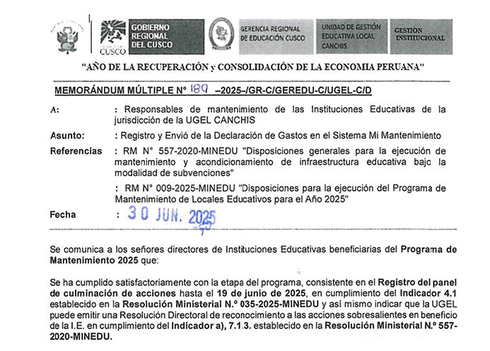 Registro y Envió de la Declaración de Gastos en el Sistema Mi Mantenimiento 