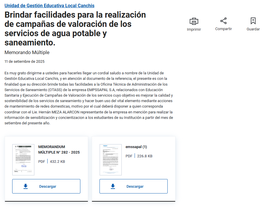 Brindar facilidades para la realización de campañas de valoración de los servicios de agua potable y saneamiento.