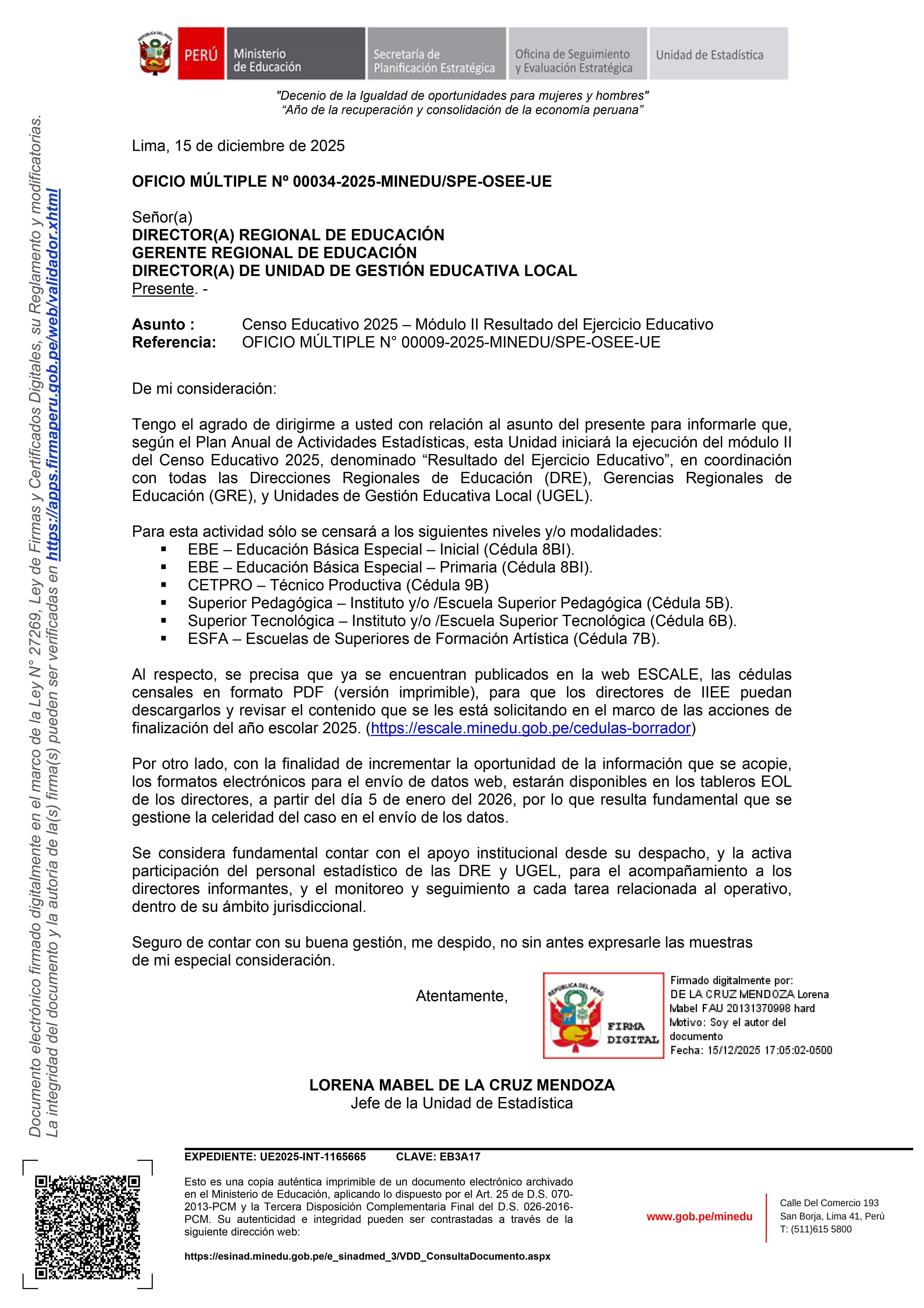 Censo Educativo 2025 – Módulo II Resultado del Ejercicio Educativo