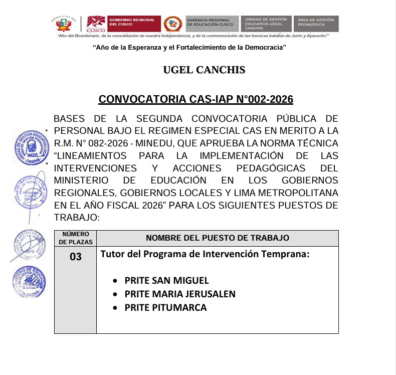 Convocatoria Cas N° 02 - 2026 IAP