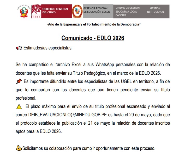 Comunicado EDLO 2026