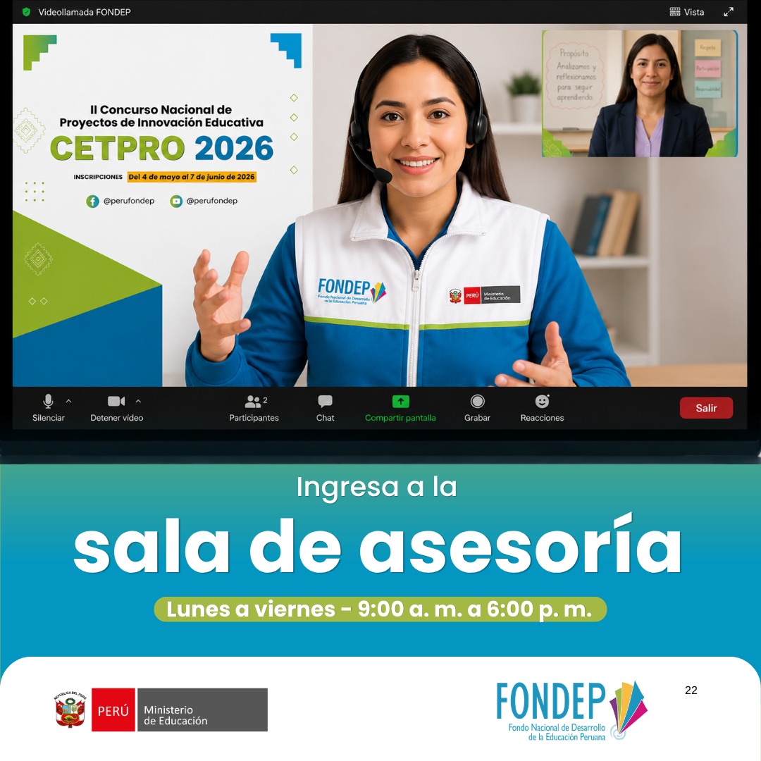 Convocatoria a Asesorías Virtuales para el Concurso Nacional de Proyectos de Innovación Educativa CETPRO 2026