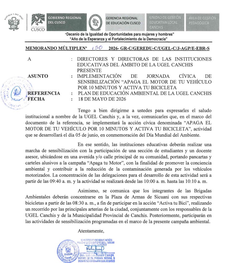 IMPLEMENTACION DE JORNADA CIVICA DE SENSIBILIZACIÓN "APAGA EL MOTOR DE TU VEHÍCULO POR 10 MiNUTOS Y ACTIVA TU BICICLETA