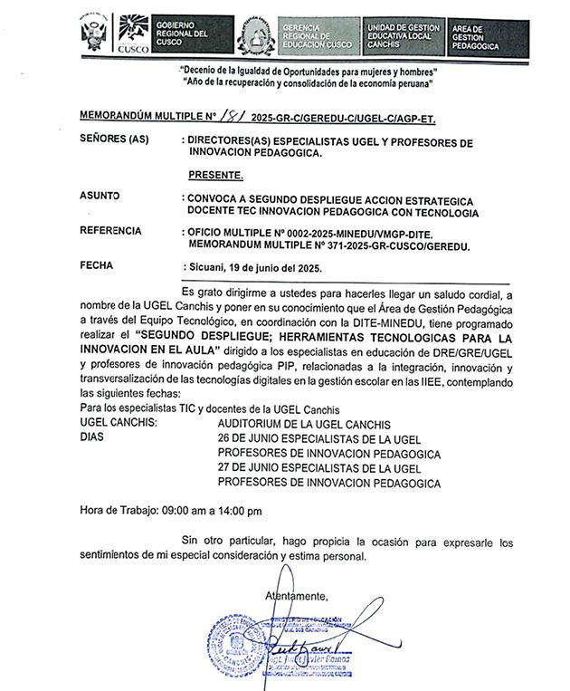 Convoca a SEGUNDO DESPLIEGUE ACCION ESTRATEGICA DOCENTE TEC INNOVACION PEDAGOGICA CON TECNOLOGIA