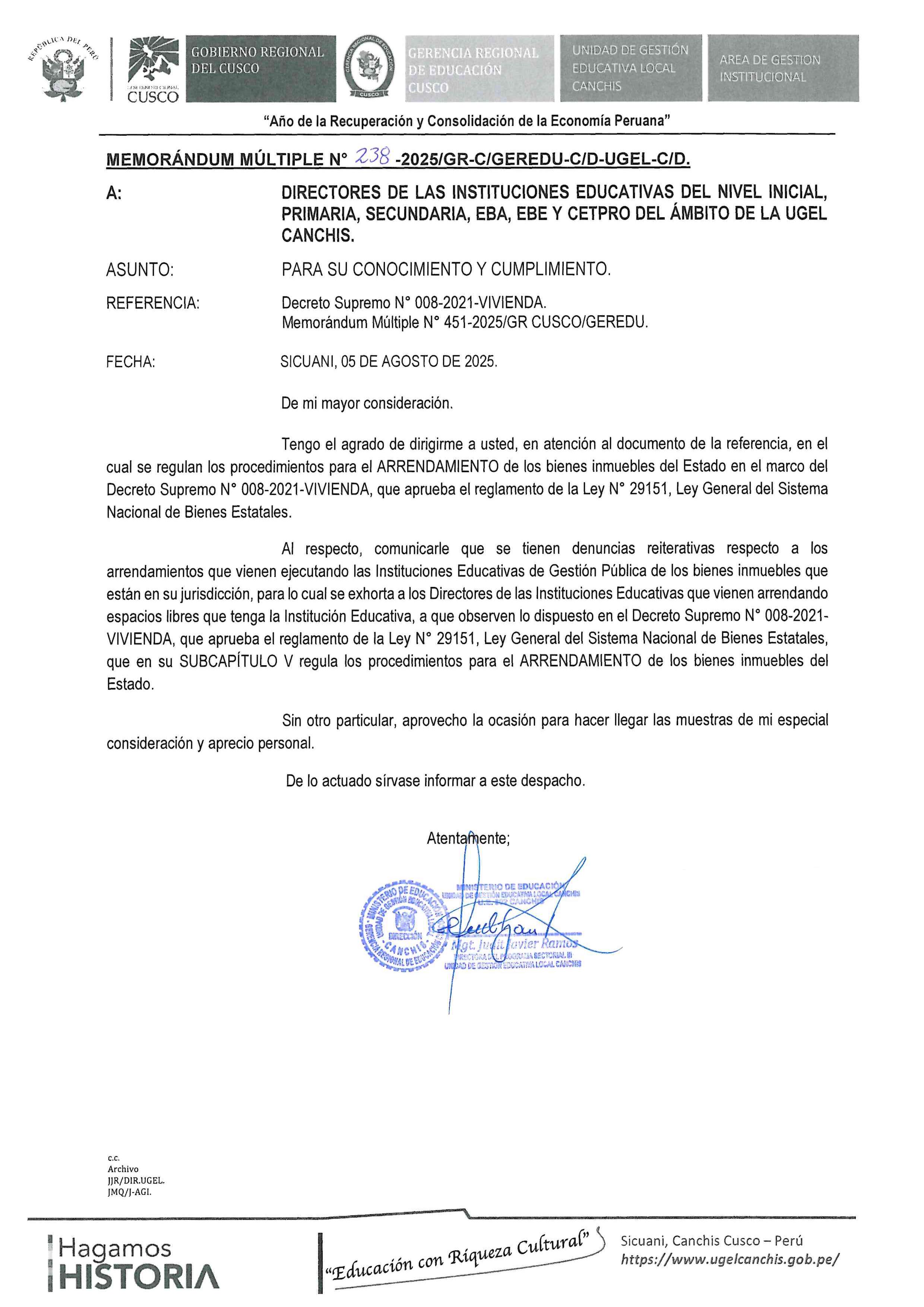PARA SU CONOCIMIENTO Y CUMPLIMIENTO.