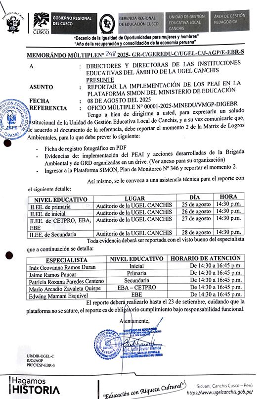 Reportar la implementación de los PEAI en la plataforma SIMON del ministerio de educación
