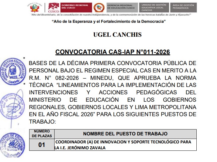 Convocatoria CAS-IAP N°011-2026