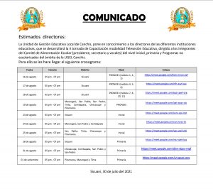 Read more about the article COMUNICADO – II JORNADA DE CAPACITACIÓN MODALIDAD TELESESIÓN EDUCATIVA