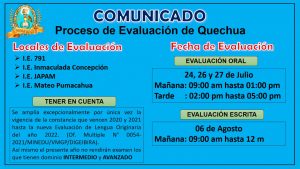 Read more about the article COMUNICADO – Proceso de Evaluación de Quechua