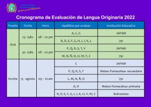 Read more about the article Cronograma de Evaluación de Lengua Originaria 2022