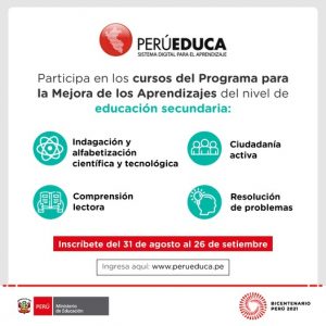 Read more about the article INVITACIÓN – Participa en los cursos del programa para la mejora de los aprendizajes de nivel de educación secundaria