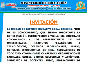 Read more about the article REACTIVACIÓN DEL CONSEJO PARTICIPATIVO LOCAL EDUCATIVO DE LA PROVINCIA DE CANCHIS