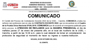 Read more about the article COMUNICADO – CONTRATA DOCENTE 2022