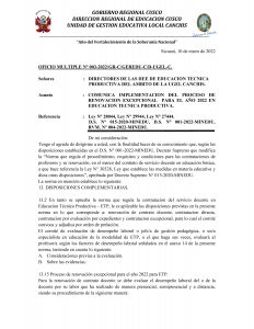 Read more about the article COMUNICA IMPLEMENTACION DEL PROCESO DE RENOVACION EXCEPCIONAL PARA EL AÑO 2022 EN EDUCACION TECNICA PRODUCTIVA.