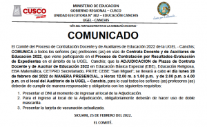 Read more about the article COMUNICADO – PROCESO DE CONTRATACIÓN POR RESULTADOS-EVALUACIÓN DE EXPEDIENTES