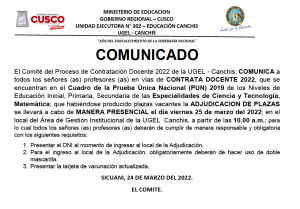 Read more about the article COMUNICADO – CONTRATA DOCENTE 2022