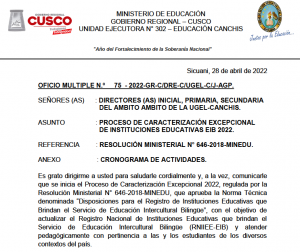 Read more about the article PROCESO DE CARACTERIZACIÓN EXCEPCIONAL<br>DE INSTITUCIONES EDUCATIVAS EIB 2022.