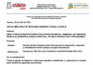 Read more about the article Remite Directiva Regional sobre Normas para la preparación, respuesta y rehabilitación frente al peligro de bajas temperaturas