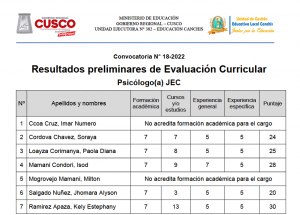 Read more about the article Convocatoria N° 18-2022