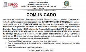 Read more about the article COMUNICADO – CONTRATA DOCENTE 2022