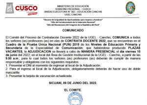 Read more about the article COMUNICADO – CONTRATA DOCENTE 2022