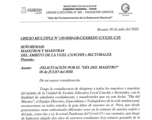 Read more about the article FELICITACIÓNPOR EL “DÍA DEL MAESTRO” 06 de JULIO del2022.