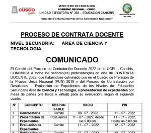 Read more about the article PROCESO DE CONTRATA DOCENTE