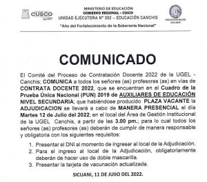 Read more about the article COMUNICADO – AUXILIARES DE EDUCACIÓN