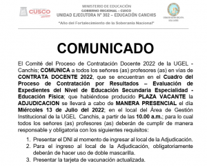 Read more about the article COMUNICADO – CONTRATA DOCENTE 2022