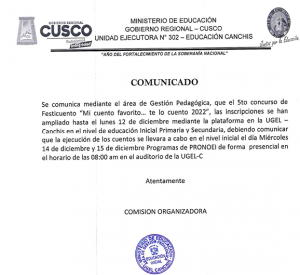 Read more about the article COMUNICADO – «Mi cuento favorito… te lo cuento 2022″COMUNICADO –