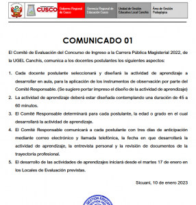 Read more about the article COMUNICADO 01