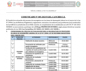 Read more about the article <strong><u>COMUNICADO N° 005-2023/UGEL-CANCHIS/C.E.</u></strong>