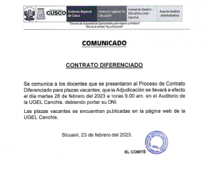 Read more about the article COMUNICADO – CONTRATO DIFERENCIADO