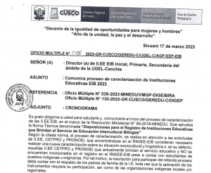 Read more about the article COMUNICA PROCESO DE CARACTERIZACIÓN DE INSTITUCIONES EDUCATIVAS EIB 2023