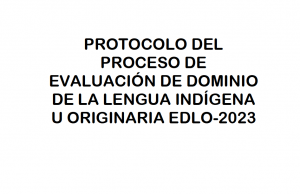 Read more about the article PROTOCOLO DELPROCESO DEEVALUACIÓN DE DOMINIODE LA LENGUA INDÍGENAU ORIGINARIA EDLO-2023