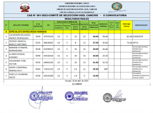 Read more about the article CAS N° 001-2023-COMITÉ DE SELECCIÓN UGEL CANCHIS – II CONVOCATORIA