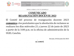 Read more about the article REASIGNACIÓN DOCENTE 2023 – COMUNICADO