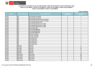 Read more about the article VACANTES DE ASCENSO DE ESCALA MAGISTERIAL PARA PROFESORES DE EDUCACIÓN BÁSICA 2022*
