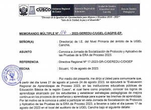 Read more about the article Convoca a Jornada de Socialización de Protocolo y Aplicativo de las Pruebas de la ERA de Proceso 2023.