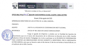 Read more about the article INVITA A LA REUNION  DE COORDINACION  INSTITUCIONAL.